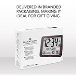 Slim Self-Setting Full Calendar Wall Clock with Indoor/Outdoor Temperature