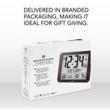 Slim Self-Setting Full Calendar Wall Clock with Indoor/Outdoor Temperature image