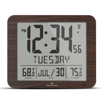 Slim Self-Setting Full Calendar Wall Clock with Indoor/Outdoor Temperature