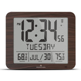 Slim Self-Setting Full Calendar Wall Clock with Indoor/Outdoor Temperature image