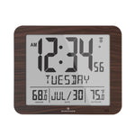 Slim Self-Setting Full Calendar Wall Clock with Indoor/Outdoor Temperature