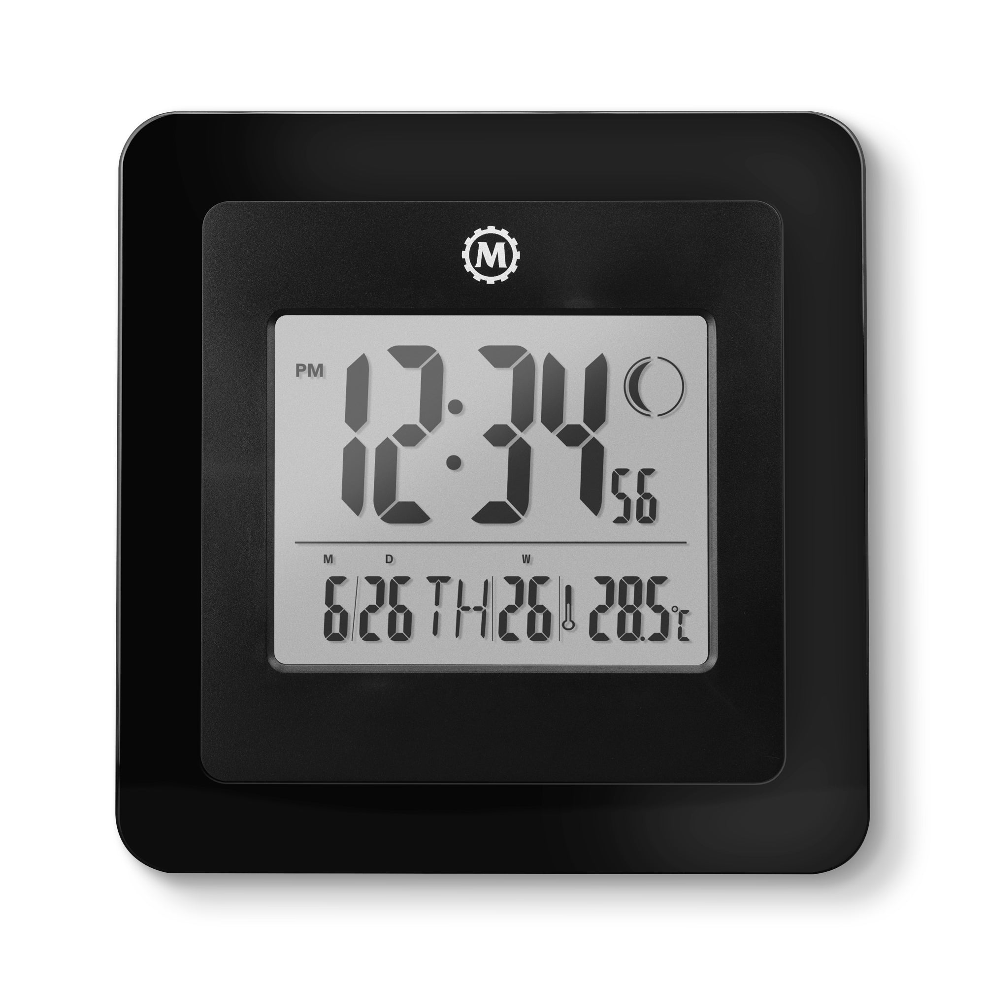 Marathon BASICS Digital Wall Clock with Moon Phase - Black image