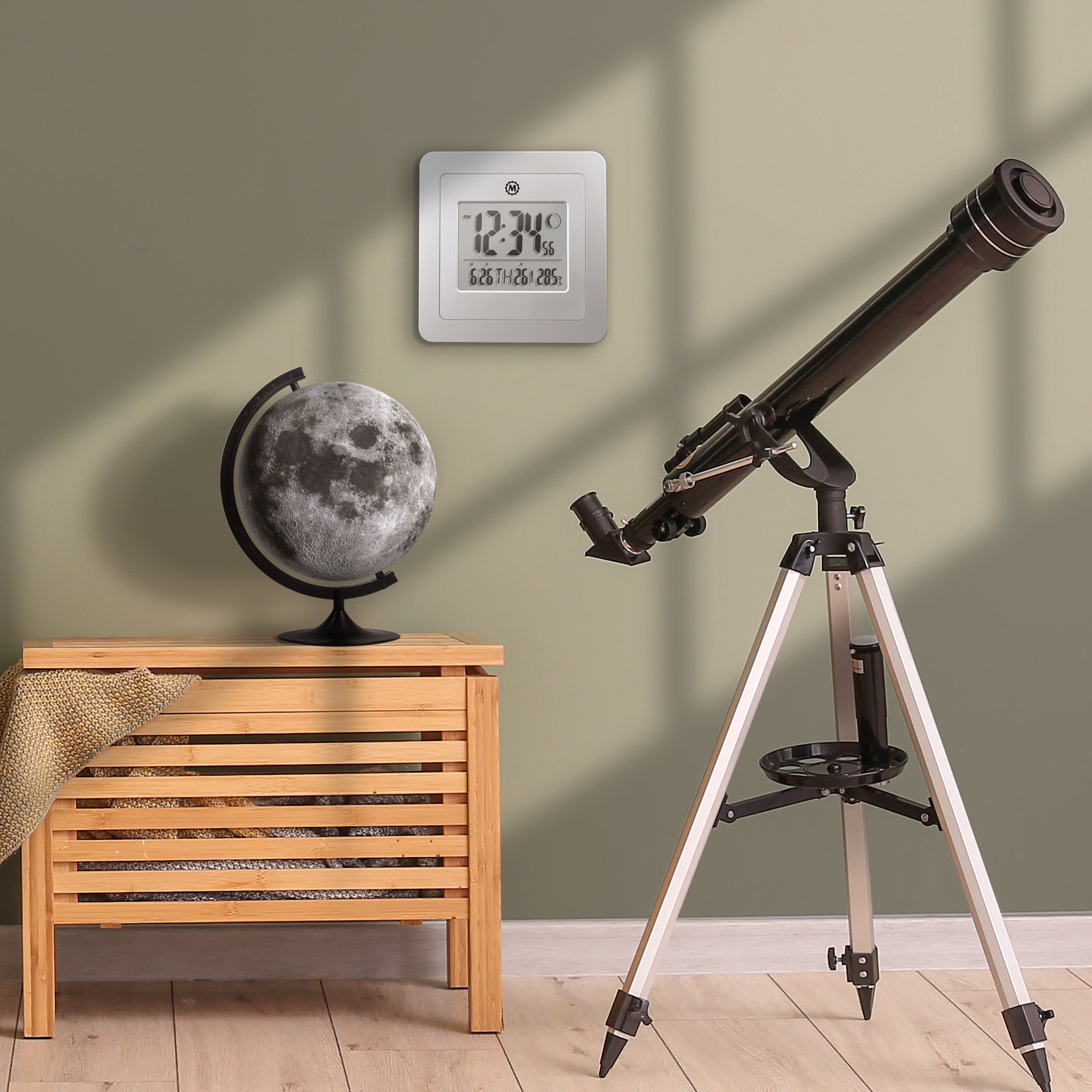 Marathon BASICS Digital Wall Clock with Moon Phase image