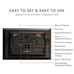 Reloj de pared digital atómico con retroiluminación automática