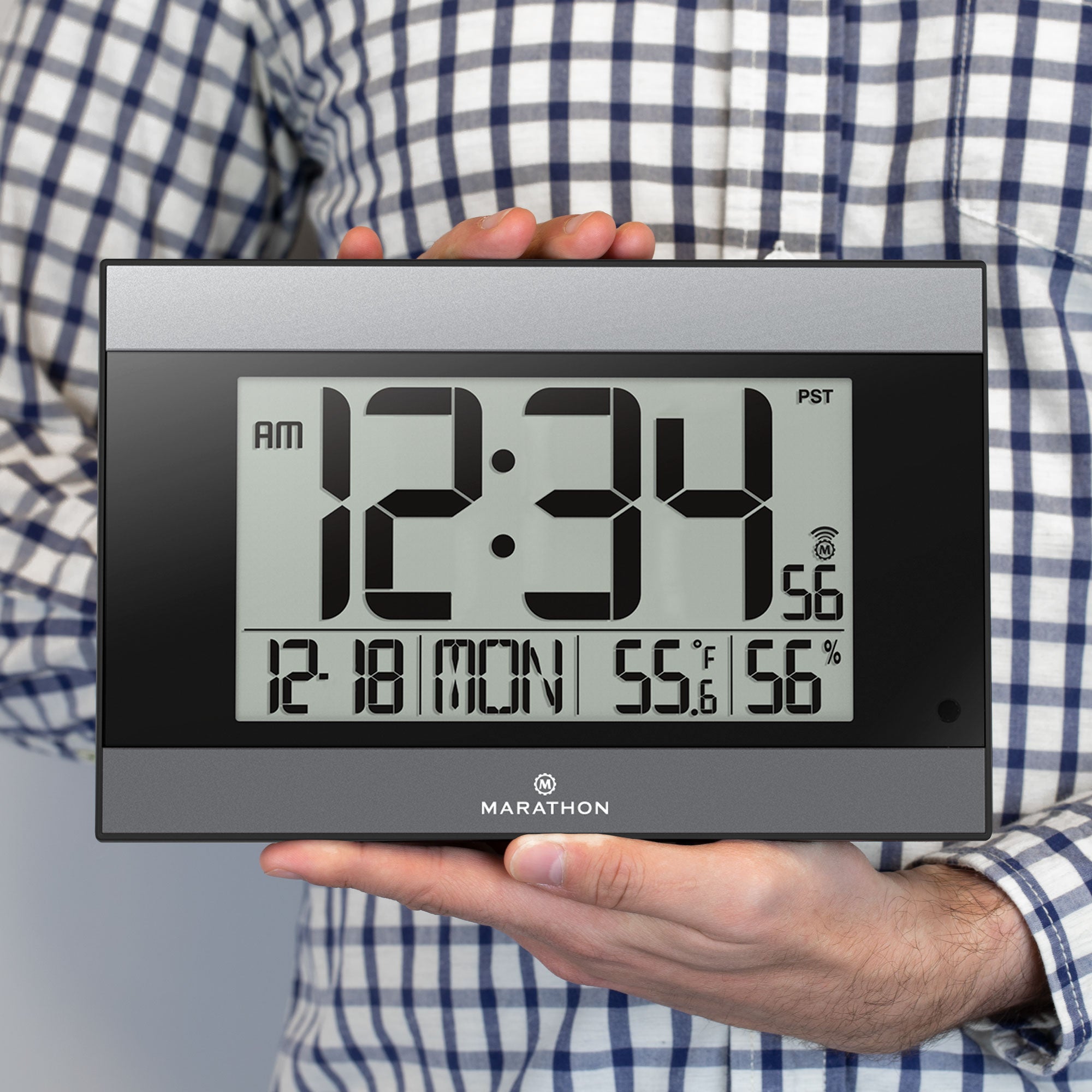 Reloj de pared digital atómico con retroiluminación automática