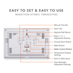 Reloj de pared digital atómico con retroiluminación automática