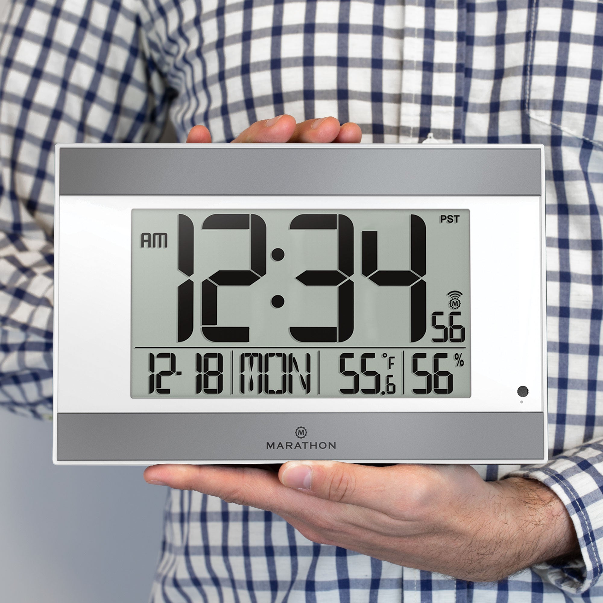 Reloj de pared digital atómico con retroiluminación automática