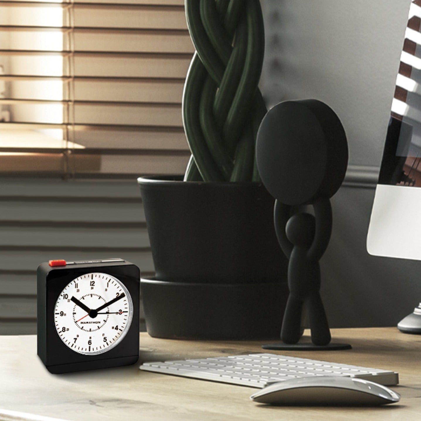 Analog Desk Alarm Clock With Auto-Night Light - marathonwatch