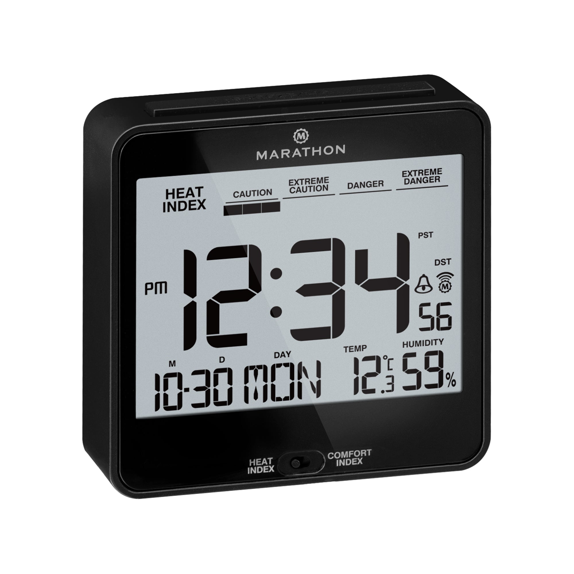 Self-Setting Desk Clock with Backlight, Heat & Comfort Index