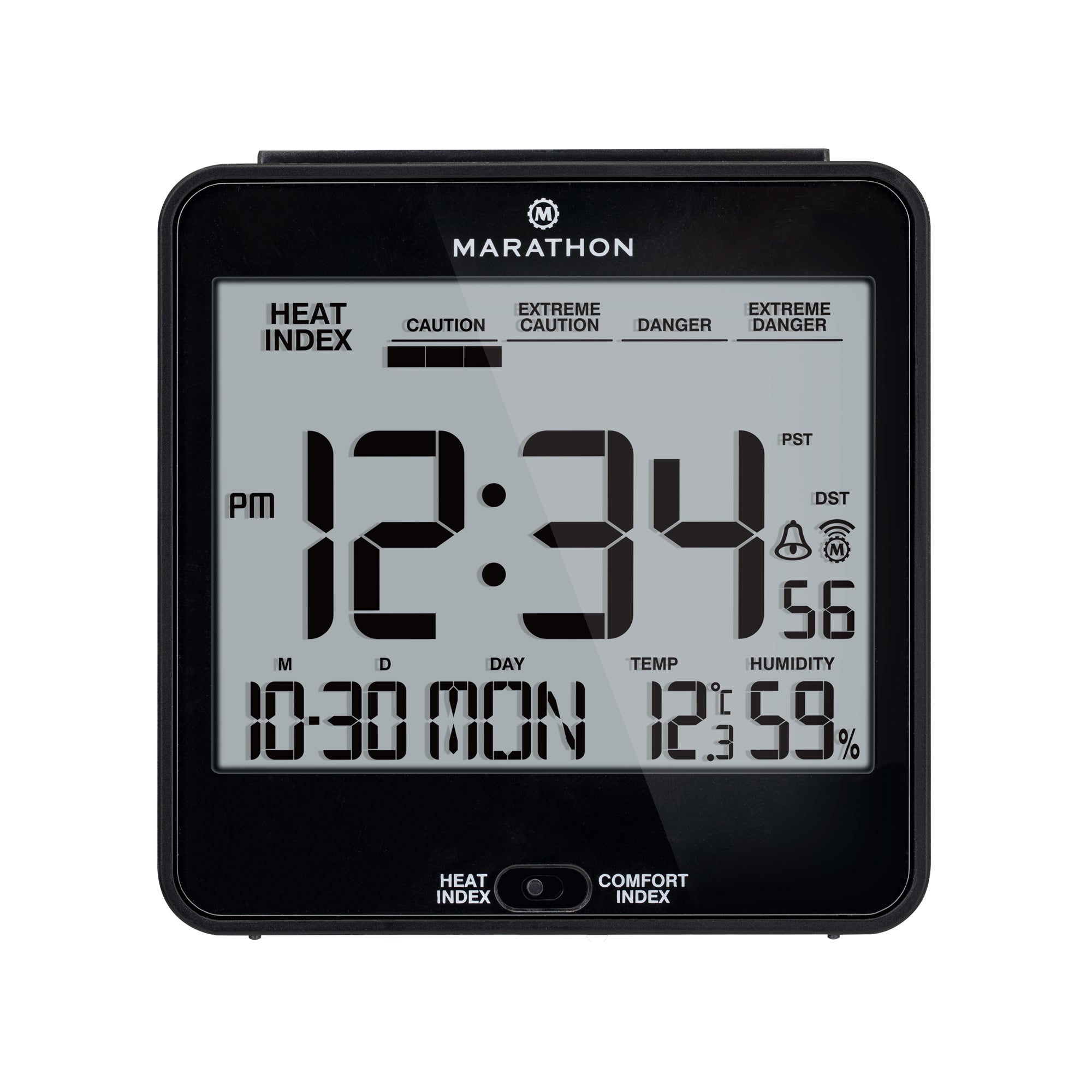 Self-Setting Desk Clock with Backlight, Heat & Comfort Index image