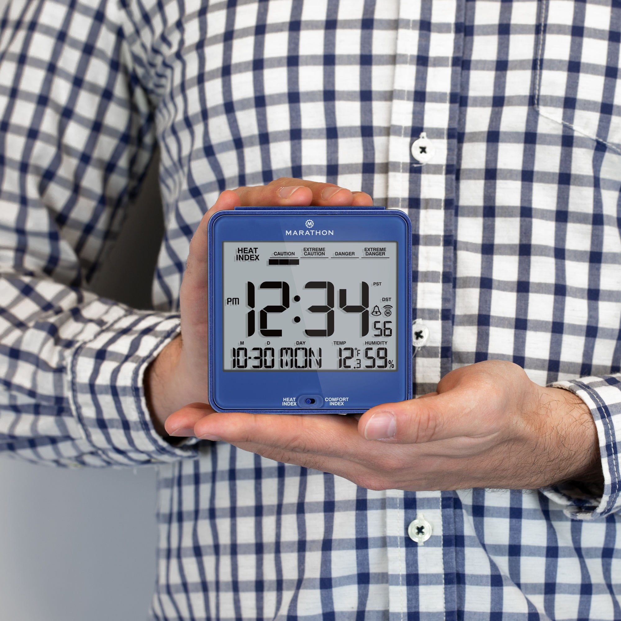 Self-Setting Desk Clock with Backlight, Heat & Comfort Index