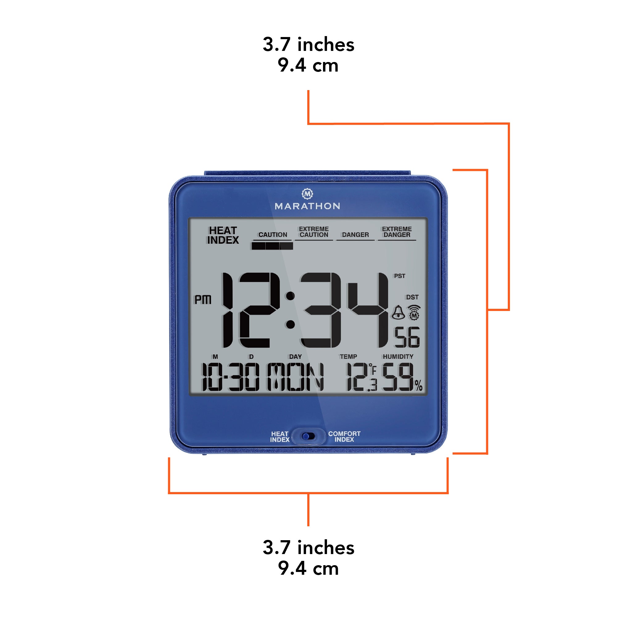 Self-Setting Desk Clock with Backlight, Heat & Comfort Index