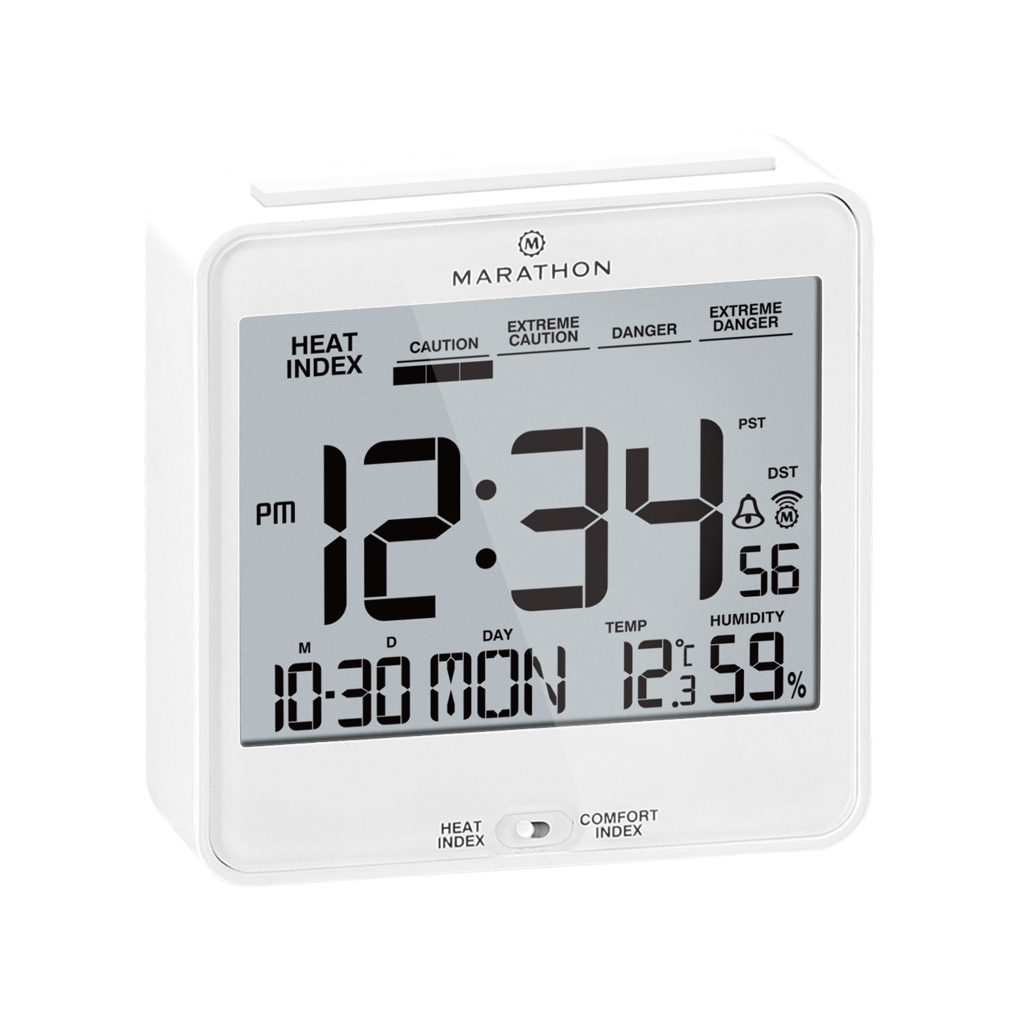 Self-Setting Desk Clock with Backlight, Heat & Comfort Index