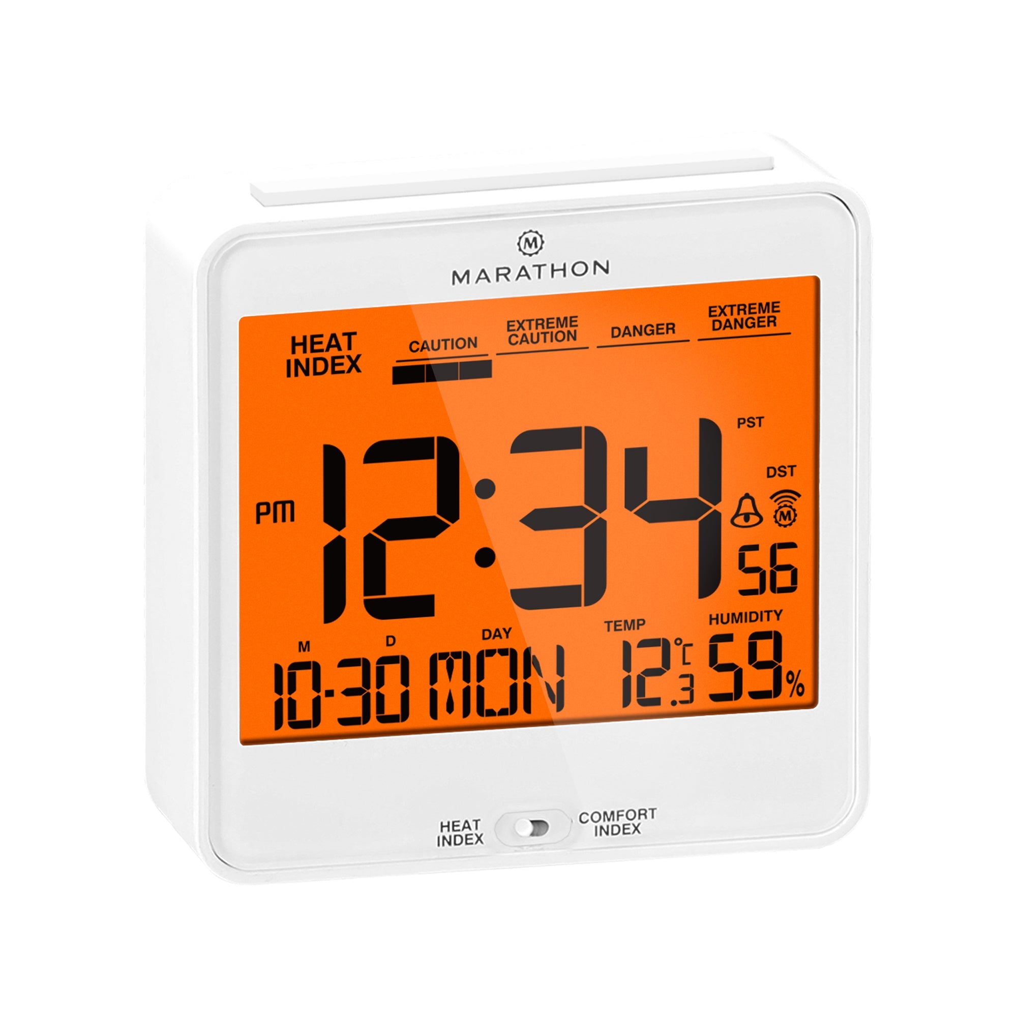 Self-Setting Desk Clock with Backlight, Heat & Comfort Index
