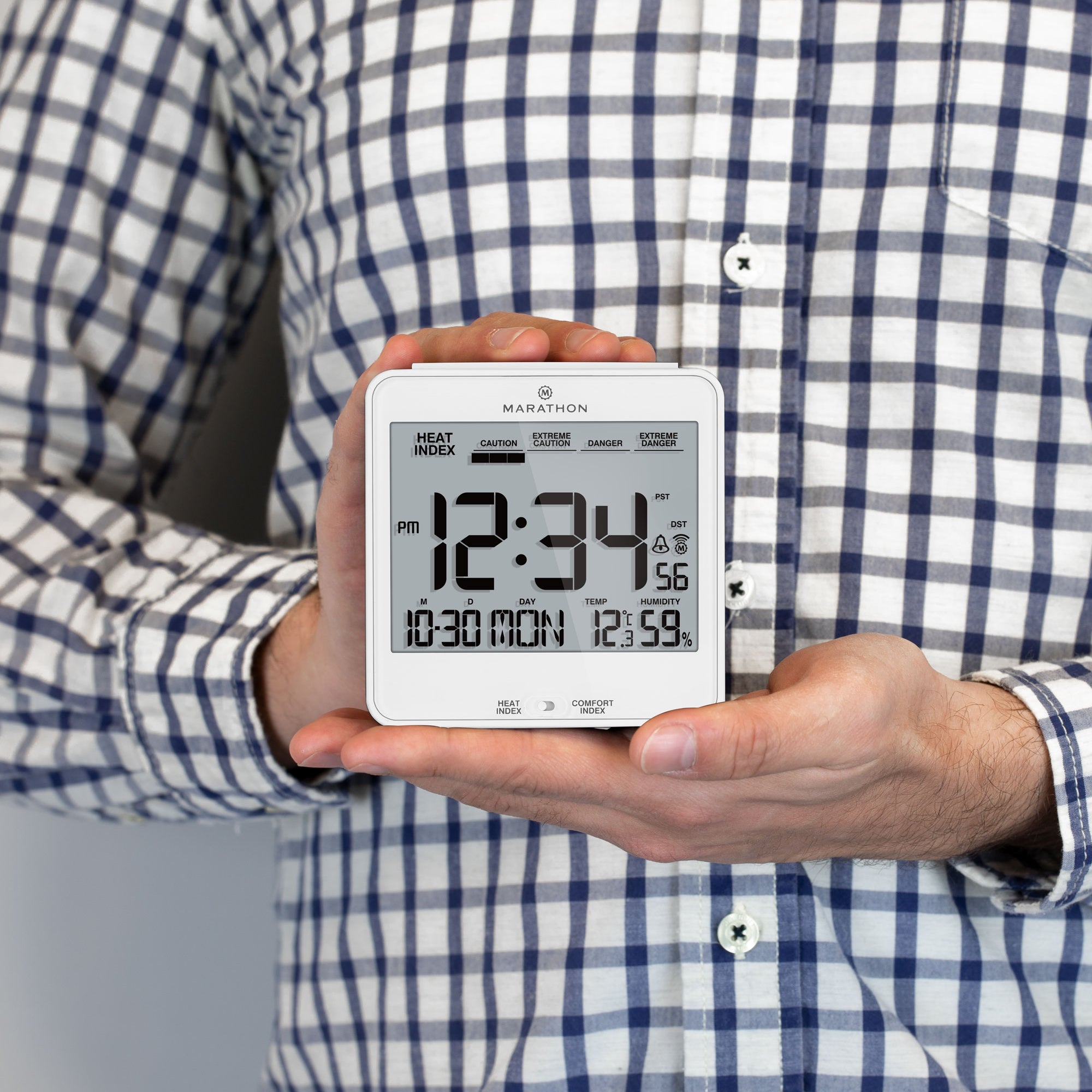 Self-Setting Desk Clock with Backlight, Heat & Comfort Index