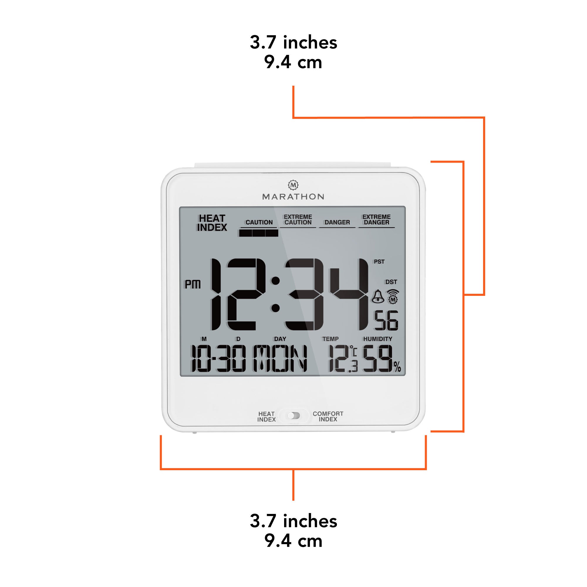 Self-Setting Desk Clock with Backlight, Heat & Comfort Index
