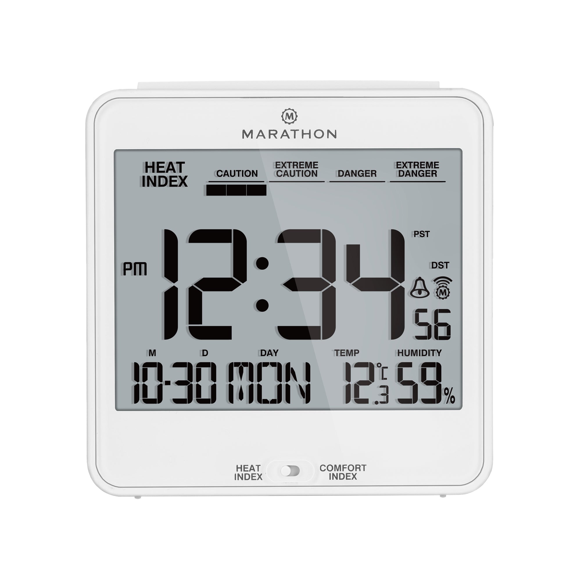 Self-Setting Desk Clock with Backlight, Heat & Comfort Index