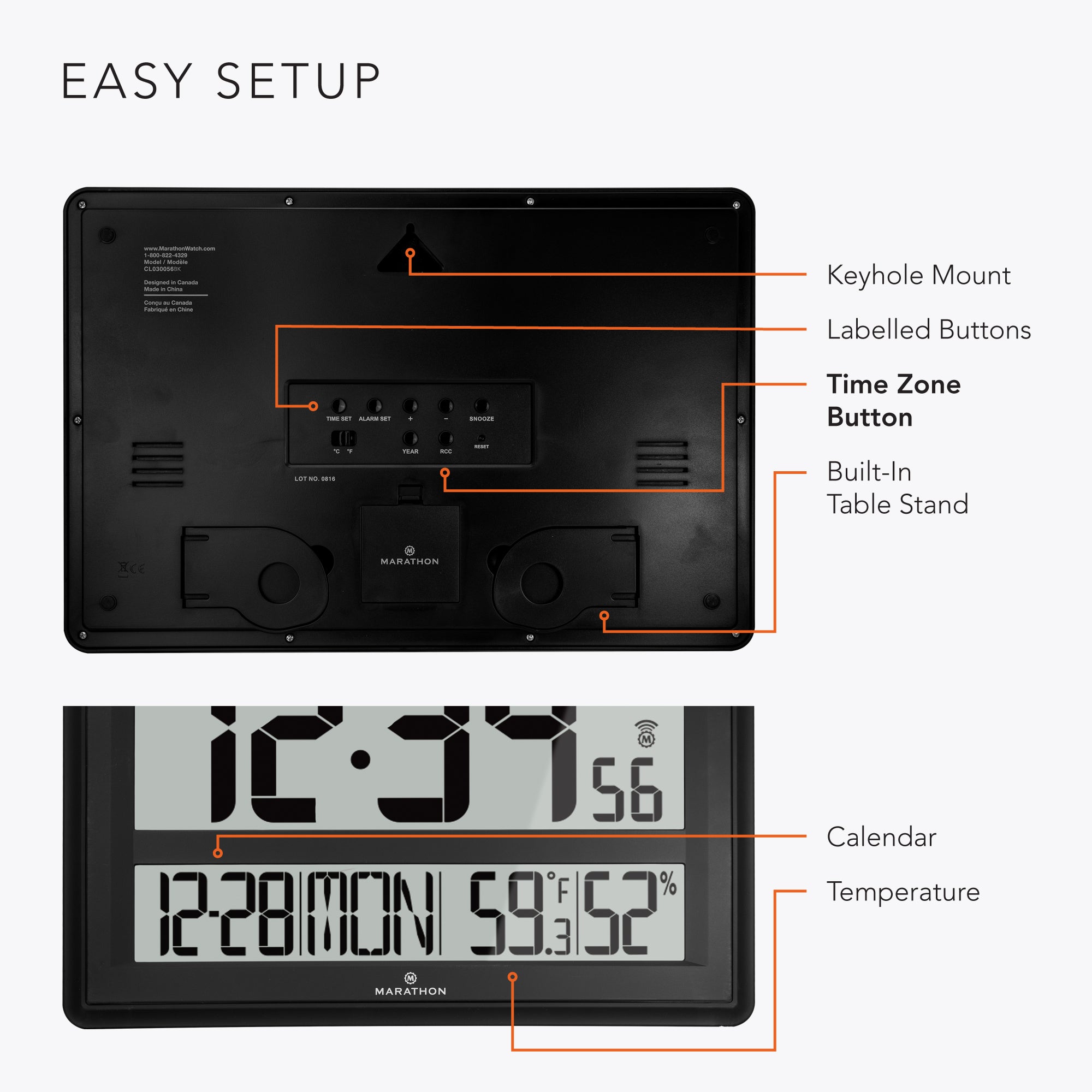 Jumbo Atomic Wall Clock with Table Stand