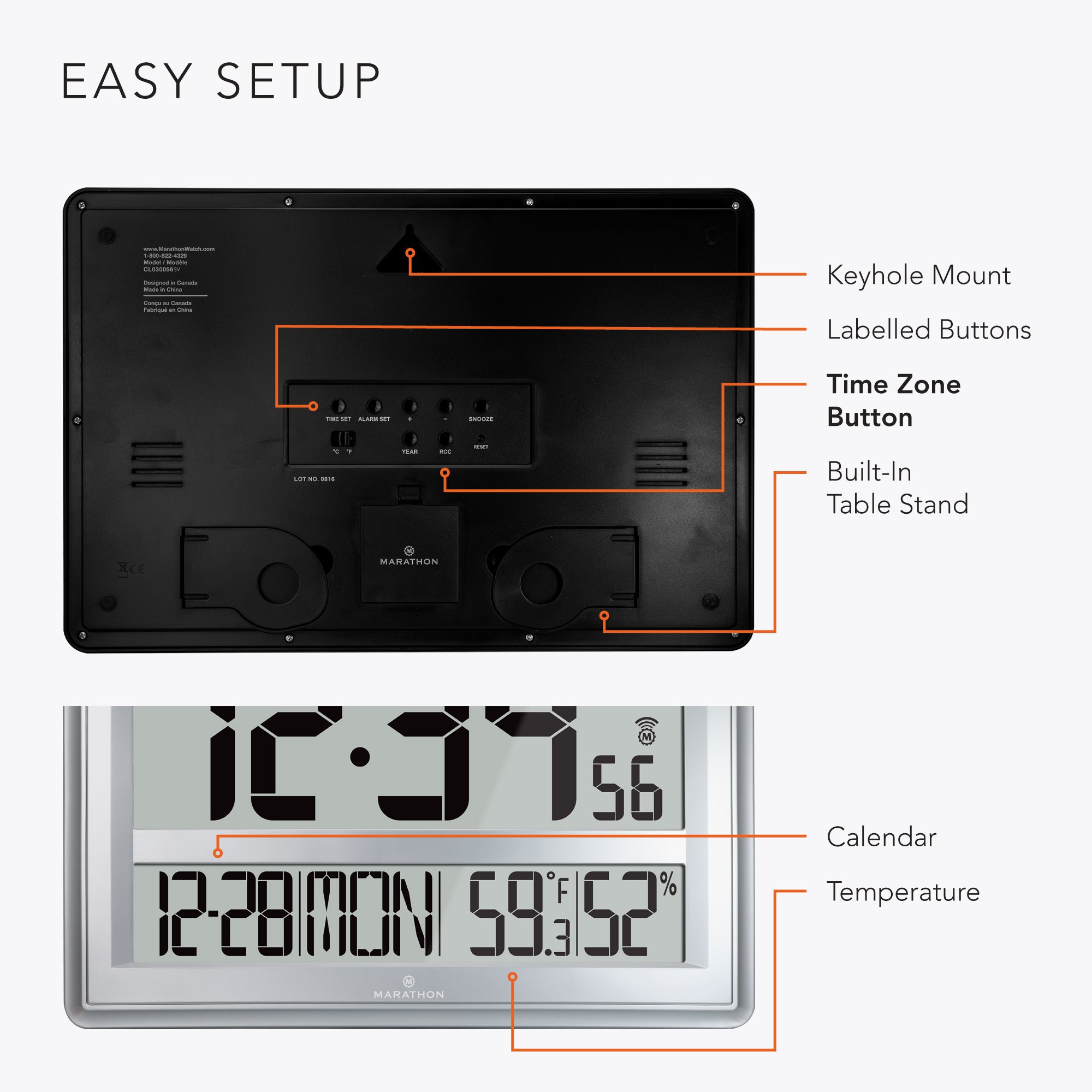 Jumbo Atomic Wall Clock with Table Stand