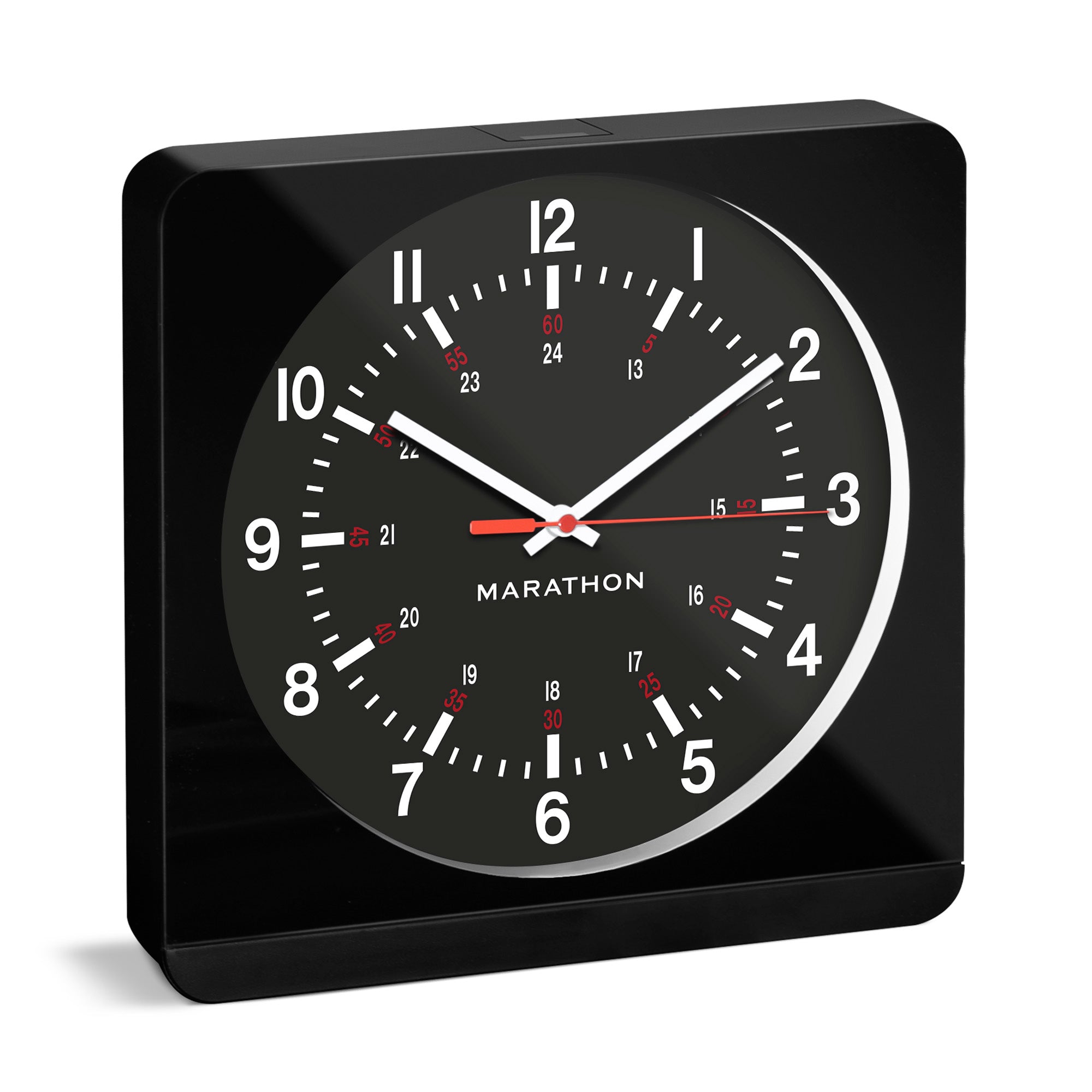 Jumbo 12 Inch Analog Wall Clock with Auto Backlight - Black Case/Black Dial image