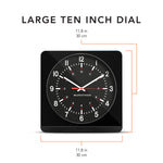 Jumbo 12 Inch Analog Wall Clock with Auto Backlight - Black Case/Black Dial