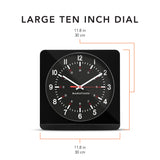 Jumbo 12 Inch Analog Wall Clock with Auto Backlight - Black Case/Black Dial image