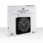 Jumbo 12 Inch Analog Wall Clock with Auto Backlight - Black Case/Black Dial