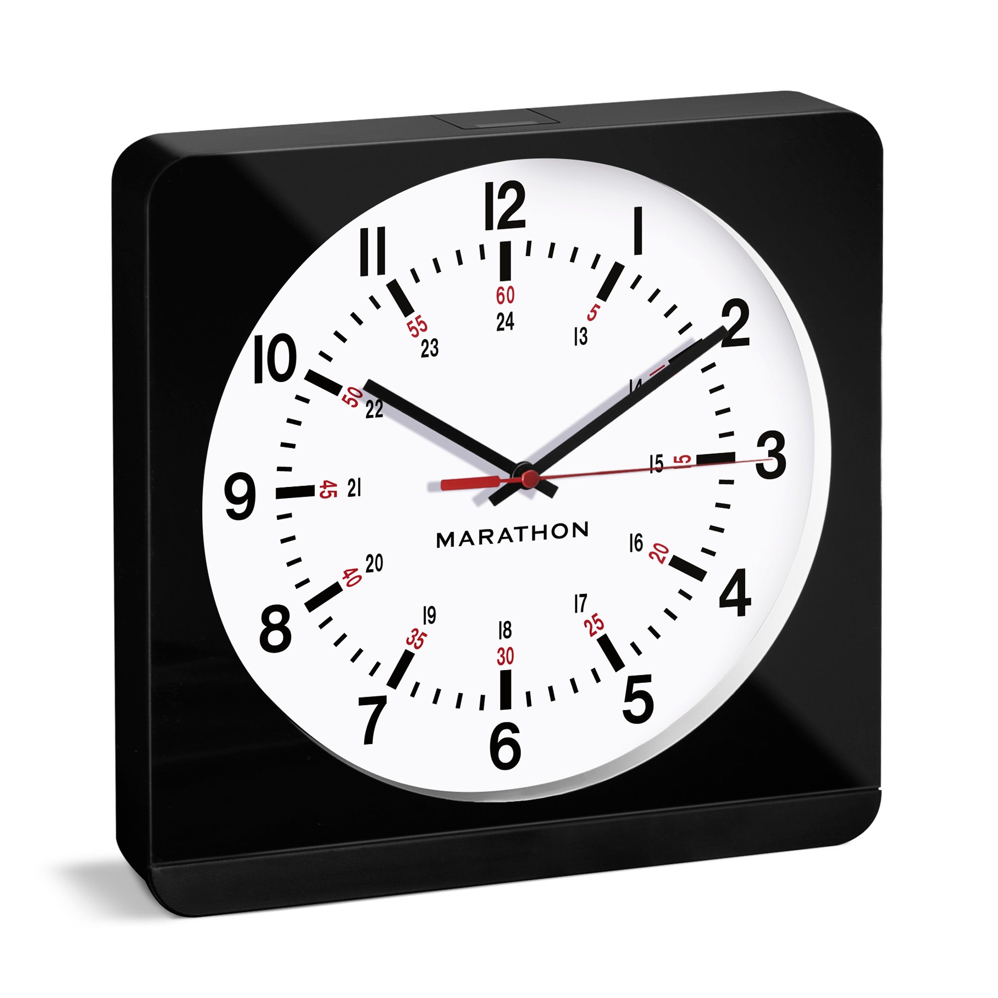 Jumbo 12 Inch Analog Wall Clock with Auto Backlight - Black Case/White Dial image