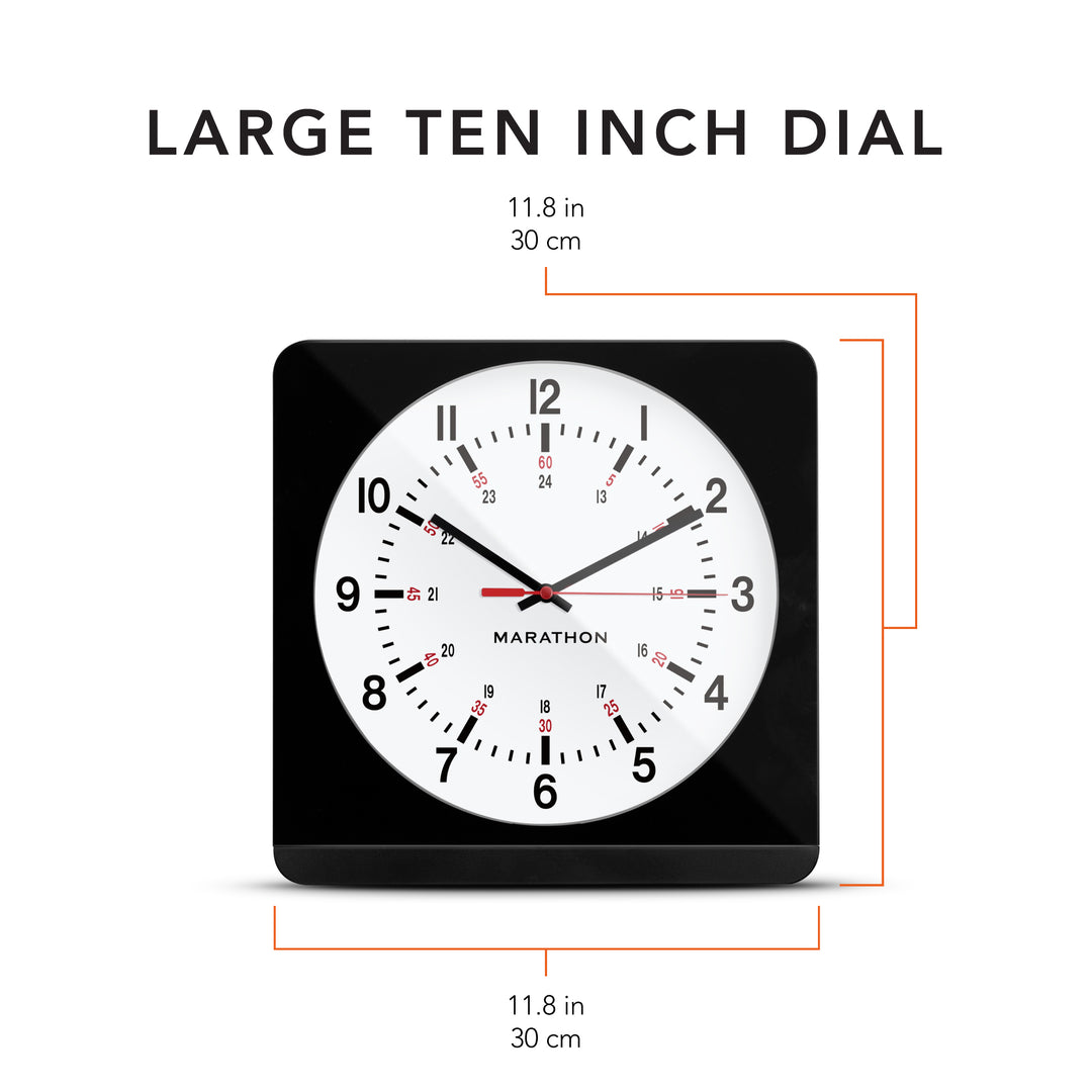 Jumbo 12 Inch Analog Wall Clock with Auto Backlight - Black Case/White ...