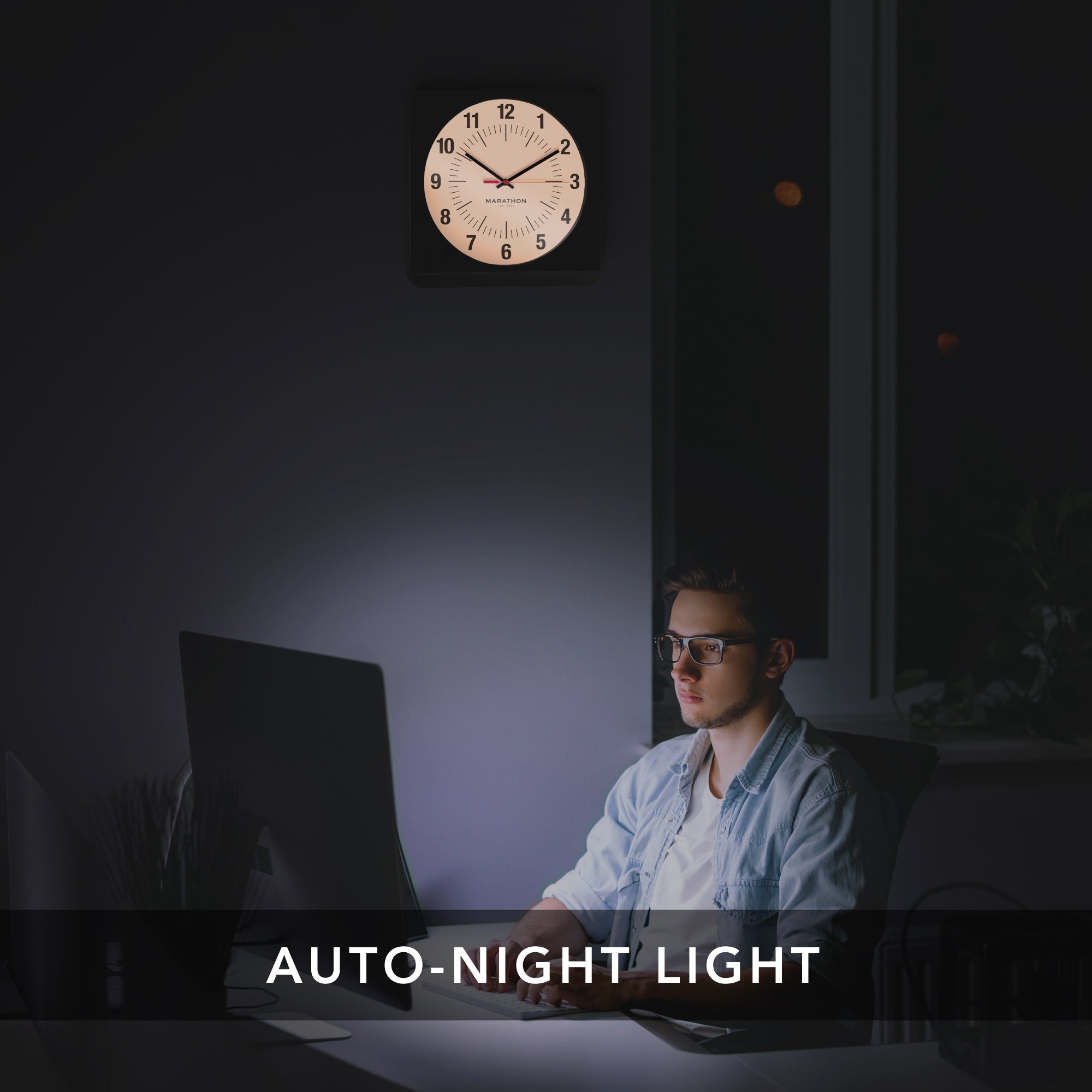 Studio Edition Jumbo 12 Inch Analog Wall Clock with Auto Backlight - Black image