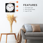 Studio Edition Jumbo 12 Inch Analog Wall Clock with Auto Backlight - Black