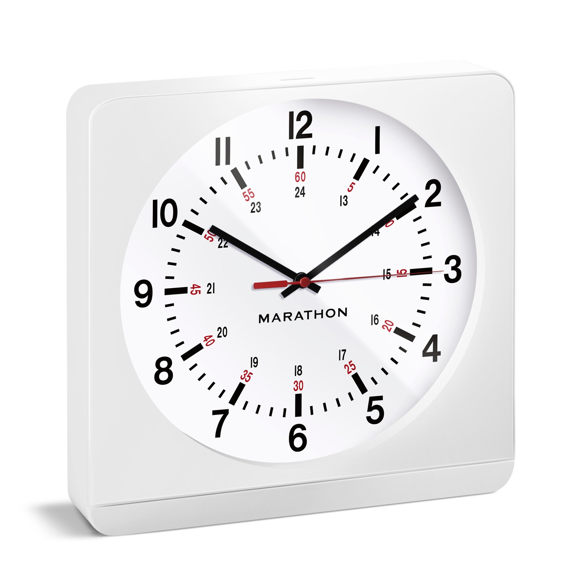 Jumbo 12 Inch Analog Wall Clock with Auto Backlight - White Case/White Dial image