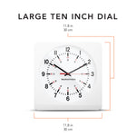 Jumbo 12 Inch Analog Wall Clock with Auto Backlight - White Case/White Dial