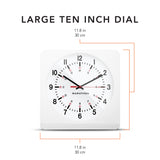 Jumbo 12 Inch Analog Wall Clock with Auto Backlight - White Case/White Dial image