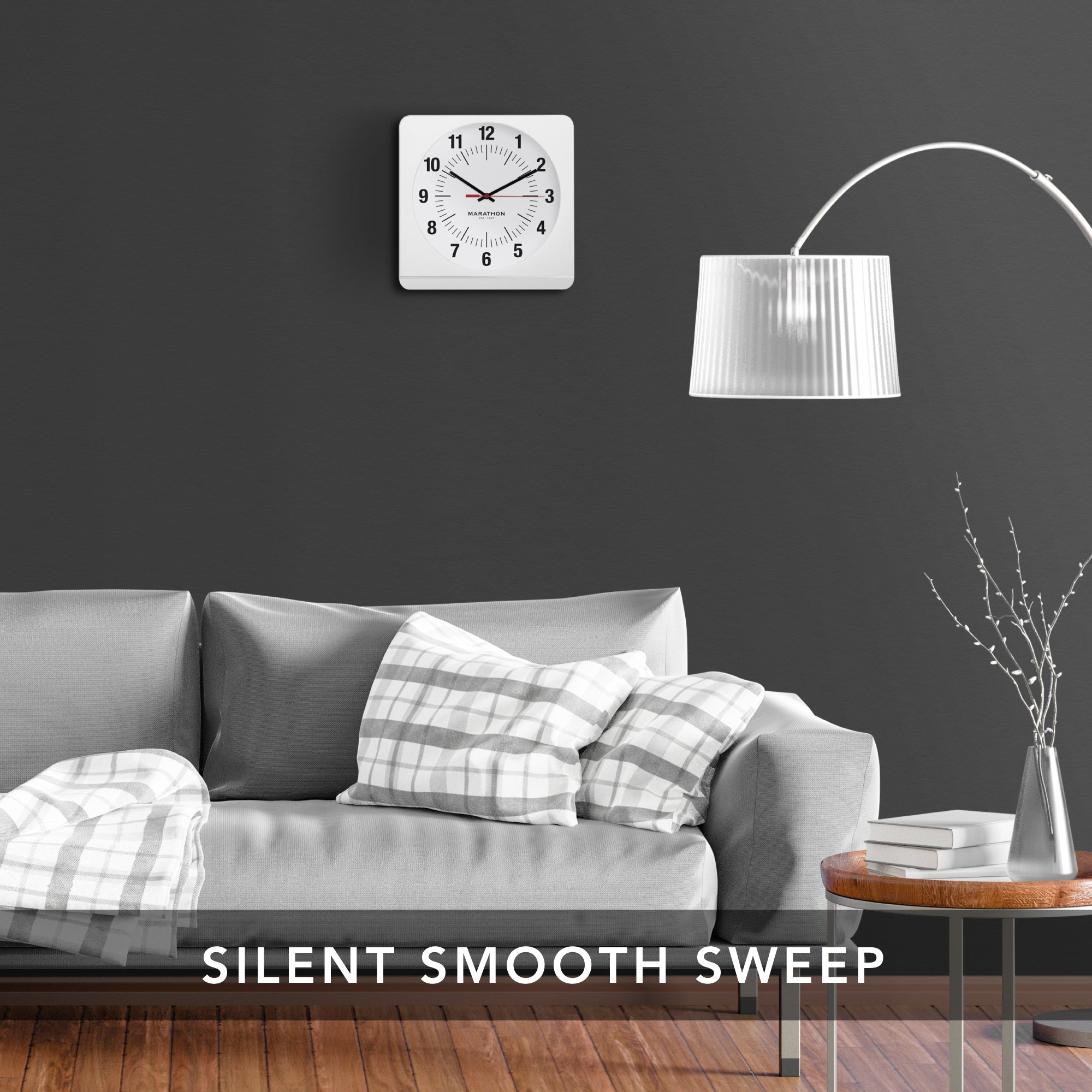 Studio Edition Jumbo 12 Inch Analog Wall Clock with Auto Backlight - White