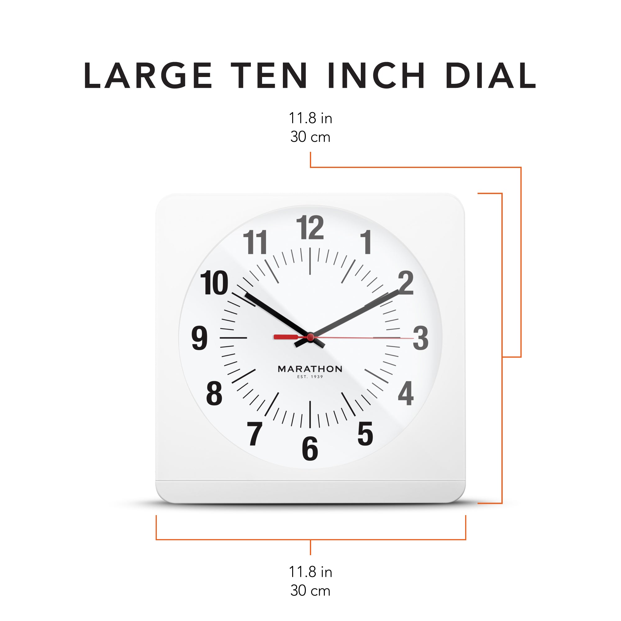 Studio Edition Jumbo 12 Inch Analog Wall Clock with Auto Backlight - W ...