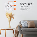 Studio Edition Jumbo 12 Inch Analog Wall Clock with Auto Backlight - White