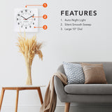 Studio Edition Jumbo 12 Inch Analog Wall Clock with Auto Backlight - White image
