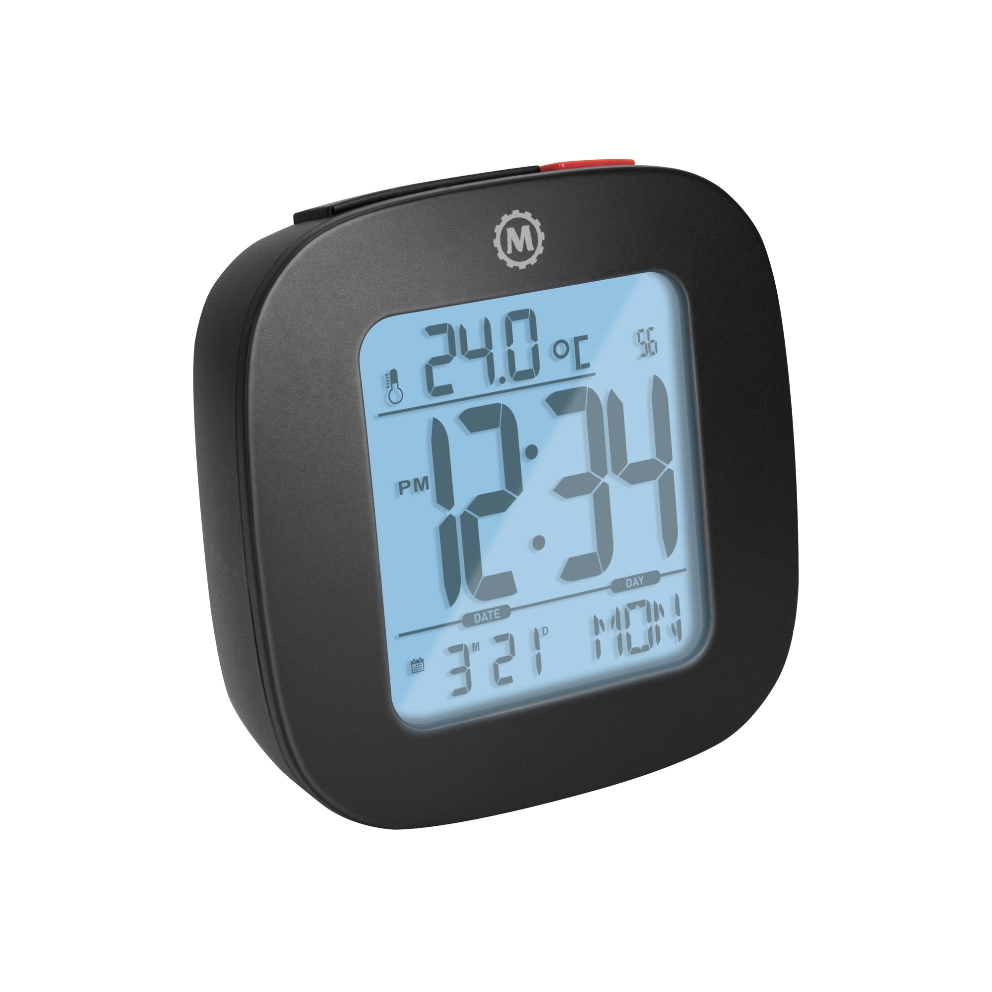 Compact Alarm Clock with Temperature and Date - Black image