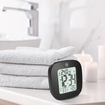 Compact Alarm Clock with Temperature and Date - Black