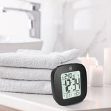 Compact Alarm Clock with Temperature and Date - Black image
