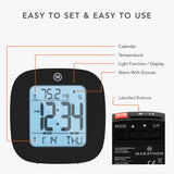 Compact Alarm Clock with Temperature and Date - Black image