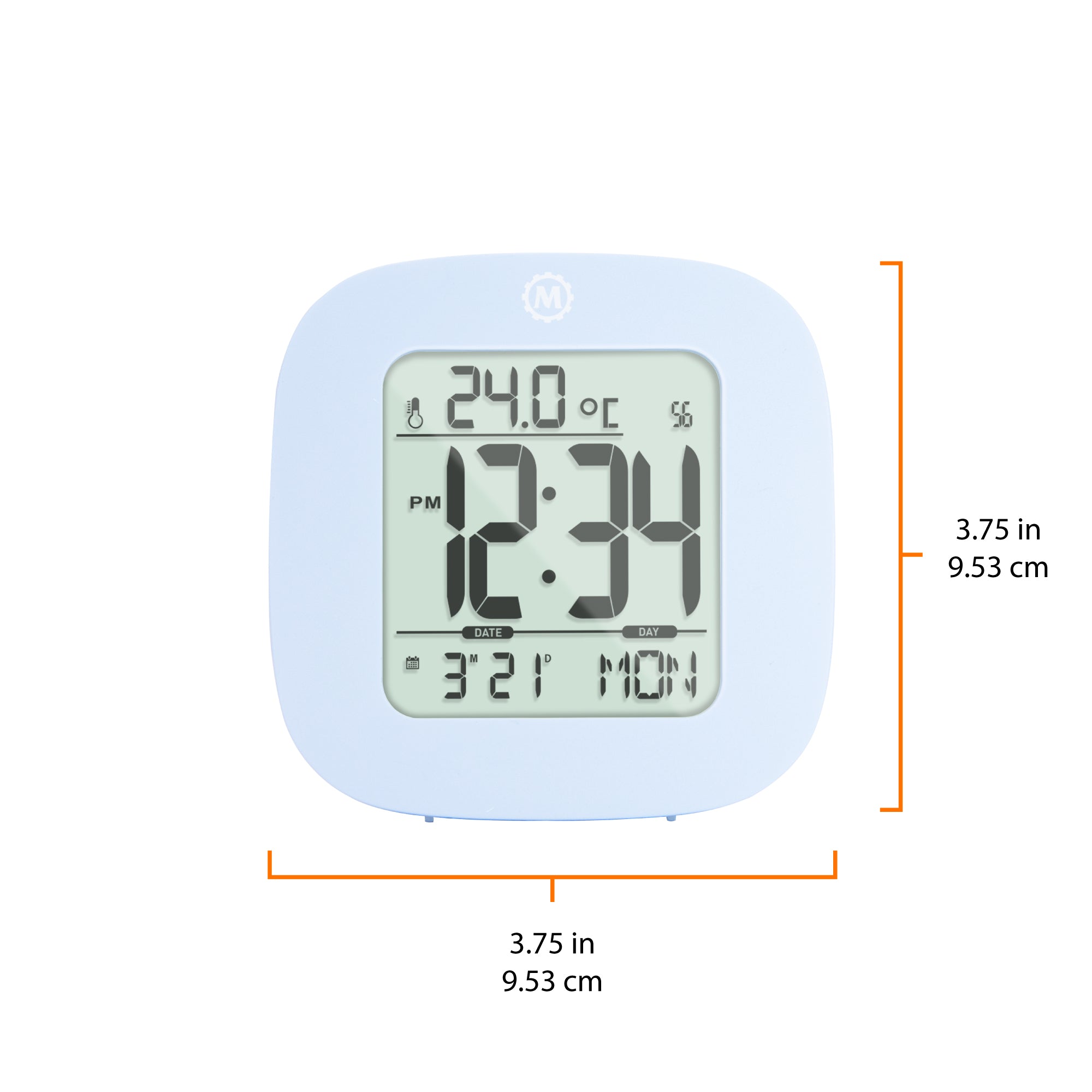 Reloj despertador compacto con temperatura y fecha