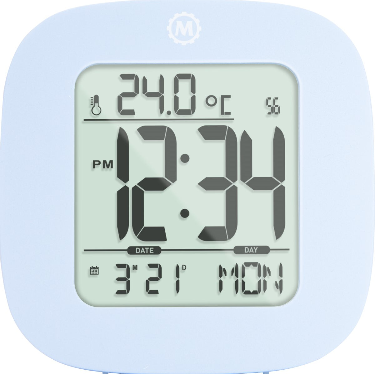 Reloj despertador compacto con temperatura y fecha