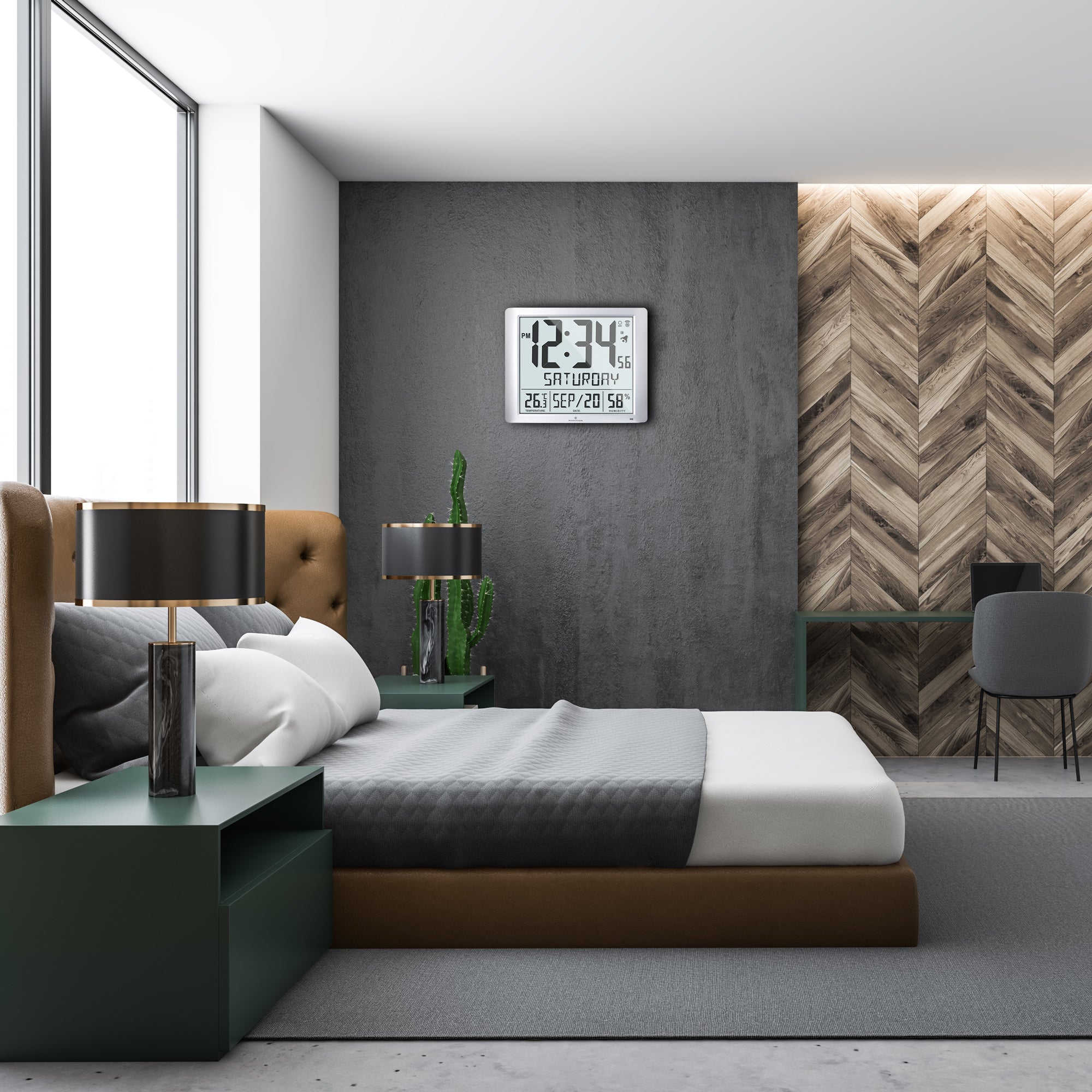 Super Jumbo Self-Setting Wall Clock with Full Date Display and 7 Time Zones