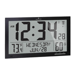 Slim Atomic Wall Clock Jumbo Full Calendar Display with Indoor Temperature & Humidity - marathonwatch
