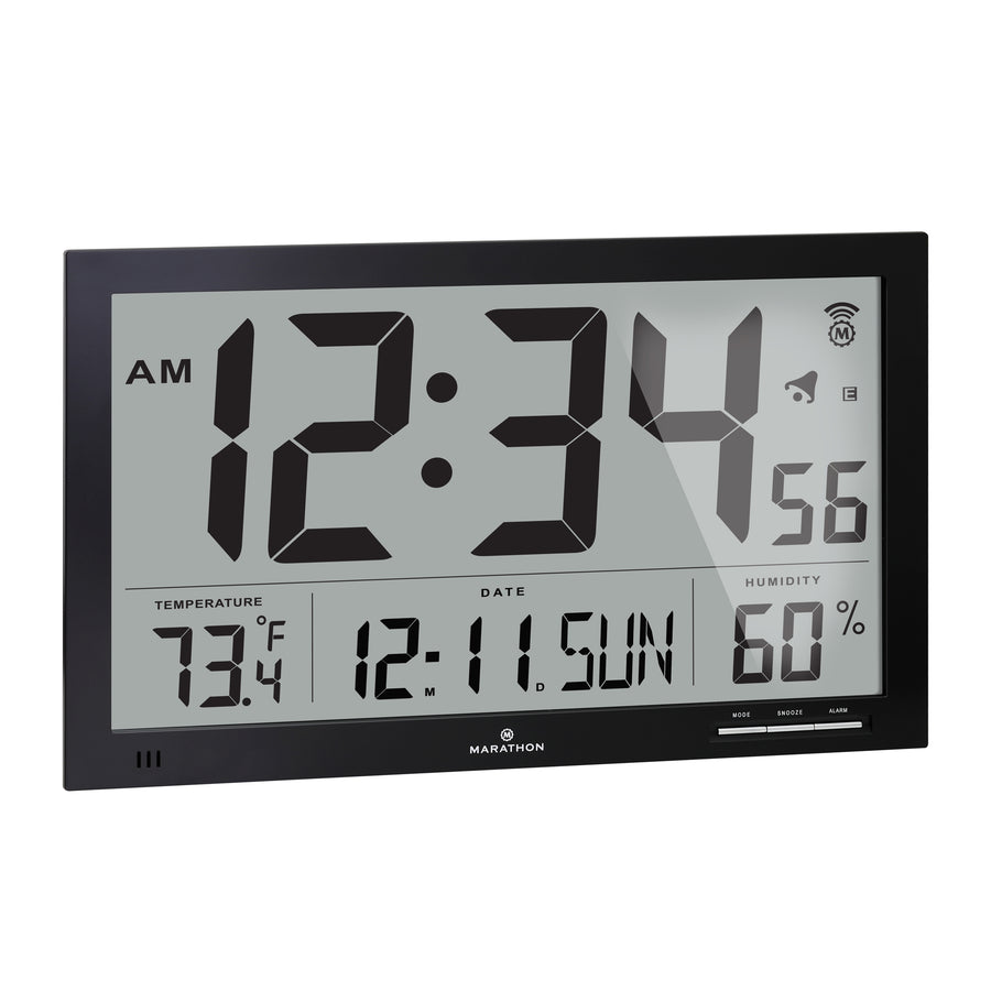 Slim Atomic Wall Clock Jumbo with Indoor Temperature & Humidity - marathonwatch