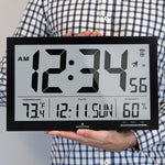 Slim Jumbo Self-Setting Wall Clock with Indoor Temperature & Humidity