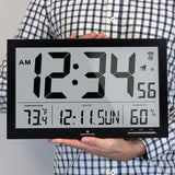 Slim Jumbo Self-Setting Wall Clock with Indoor Temperature & Humidity image