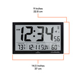 Slim Jumbo Self-Setting Wall Clock with Indoor Temperature & Humidity